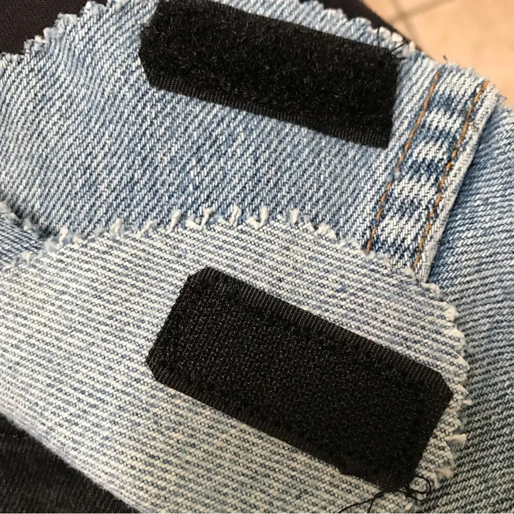 Handmade Mac truck embroidered recycle denim bib 0S‎